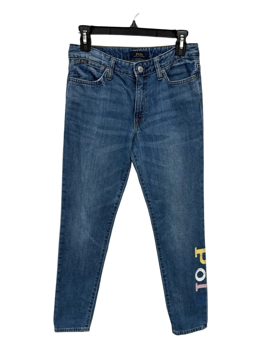 Polo Ralph Lauren Jeans Girl's 16 Astor Slim Boyfriend Blue Denim Pants Logo